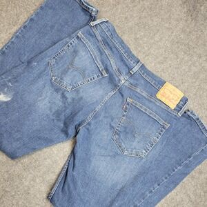 Levis 502 Jeans Mens 33x34 Blue Denim Boho Streetwear Grunge Americana Red Tab